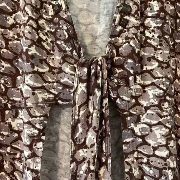 CAbi | Brown Cobblestone Tie Front Long Cardigan, Medium - Picture 7 of 9